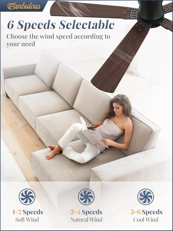 Ceiling Fans with Lights and Remote, 52 inch Low Profile Flush Mount Ceiling Fan,Black Modern Ceiling Fan with LED Light for Bedroom Indoor Outdoor-5 Reversible blades, 3CCT, 6 Speeds, Timer