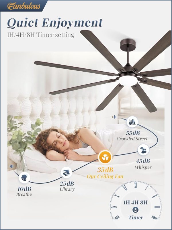 84 Inch Ceiling Fans with Lights, Oil Bronze Modern Ceiling Fan with Remote,Large Farmhouse Indoor & Outdoor Ceiling Fan with 8 Dual Finish Blades, Quiet DC Motor, Bright LED Light