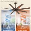65 Inch Ceiling Fans No Light with Remote, Bronze Indoor/Outdoor Ceiling Fan Without Light with Quiet Reversible DC Motor, 6 Speeds, 8 Blades Large Ceiling Fan for Living Room Bedroom Patio