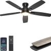 Ceiling Fans with Lights, Low Profile Ceiling Fan with Light and Remote/APP Control, Modern Flush Mount Ceiling Fan for Indoor Bedroom Living Room, Dimmable, Qiuet DC Motor, Black