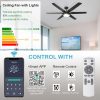 Ceiling Fans with Lights, 56'' Black Ceiling Fan Remote/APP Control, Dimmable, Quiet DC Motor Indoor/Outdoor Ceiling Fan for Living Room, Patios