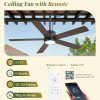 52 In Outdoor Ceiling Fan Hanging Fan Outdoor Ceiling Fans, Waterproof, with Light, Remote, 52 In, Wet Rated, IP65, 6 Speed, 3CCT, Plug in, for Patios, Porch, Gazebo, Black