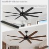 72 Inch Ceiling Fan no Light, Black Ceiling Fan with Remote, 6-Speeds, Quiet Reversible DC Motor, Industrial Ceiling Fans without Lights for Living Room, Garage, Patio, Indoor/Outdoor Use