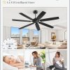 62 Inch Ceiling Fan No Light with Remote Control, Black Ceiling Fans Without Light With 6-Speeds Quiet Reversible DC Motor, Indoor/Outdoor Ceiling Fan with Dual Finish 7 Blades for Patio Living Room