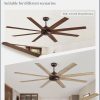 72 Inch large Ceiling Fan without Light, Brown Farmhouse Ceiling Fan with Remote, 6-Speeds, Quiet Reversible DC Motor, Indoor/Outdoor Ceiling Fans no Light for Living Room, Garage, Patio