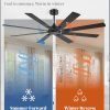 72 Inch Ceiling Fans No Light with Remote, Modern Ceiling Fan Without Light, Dual Finish 8 Blades, Reversible Quiet DC Motor, 6 Speed, Large Ceiling Fan for Indoor or Covered Outdoor, Black