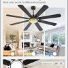 65 Inch Ceiling Fans with Lights and Remote, Black Ceiling Fan with 8 Dual-Color Blades, Indoor/Outdoor Large Ceiling Fans, Reversible DC Motor, 6-Speed, 3CCT for Living Room Kitchen Patio