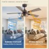 1 Pack Farmhouse 42 Inch Ceiling Fans with Lights, Industrial Caged Ceiling Fans for Bedroom Living Room, Double-Sided 5 Blades Rustic Ceiling Fan-Oil Bronze