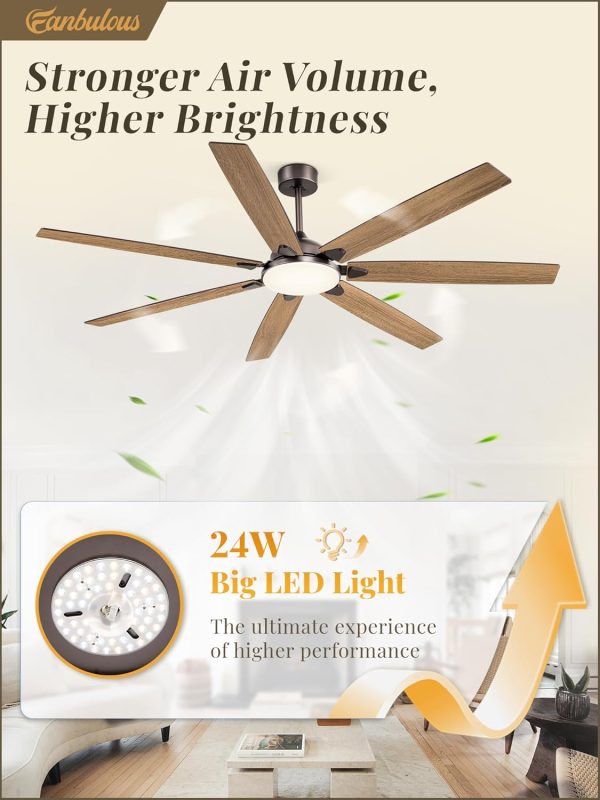 72 Inch Large Ceiling Fans with Lights,Oil Bronze Modern Ceiling Fan with Quiet DC Motor, 3CCT, Indoor/Outdoor Ceiling Fan with Dual Finish Reversible 7 Blades, Timer for Living Room, Patio