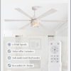 65 Inch Modern Ceiling Fans with Lights and Remote,Farmhouse Large Ceiling Fan with 6-Speed Reversible DC Motor and 6 Dual Finish Blades,White Ceiling Fan with Light for Living Bedroom Patio
