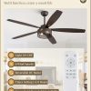 Farmhouse Ceiling Fans with Lights and Remote, 60 Inch Industrial Caged Ceiling Fans for Living Room Bedroom Kitchen, 6 Speed Reversible Quiet DC Motor, Dual Finish 5 BladesOil Bronze