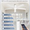 60 inch Ceiling Fans with Lights, Smart Flush Mount Ceiling Fan and Remote APP, Modern Low Profile, 3CCT 20W LED with 6-Speeds Quiet Reversible Motor for Bedroom, Living Room, Kitchen, White