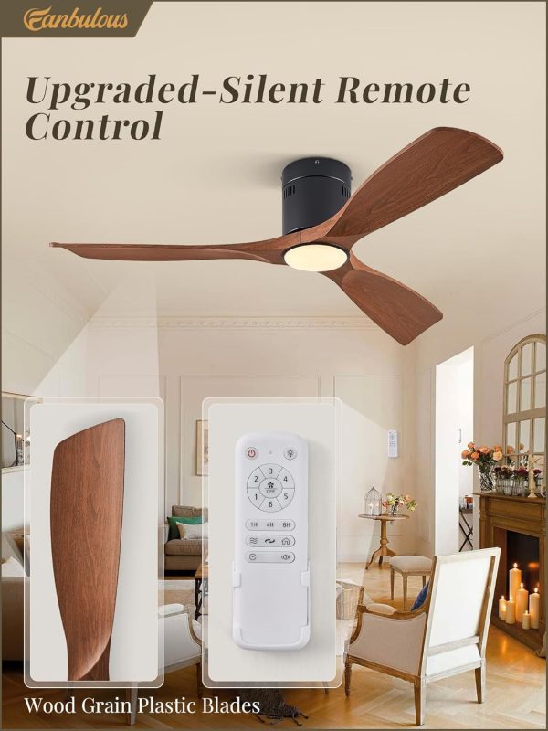 Ceiling Fans with Lights and Remote Control,Modern Flush Mount Ceiling Fan with 3 LED Colors,Outdoor Low Profile Ceiling Fans with 6-Speeds Timer DC Motor for Bedroom Living Room Patio