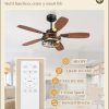 42 Inch Farmhouse Ceiling Fan with Light and Remote, Black Industrial Caged Flush Mount Ceiling Fans with 6 Speed Reversible Motor and Dual Finish 5 Blades, Rustic Ceiling Fan for Living room, Bedroom