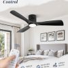Ceiling Fans with Lights and Remote Control,Modern Flush Mount Ceiling Fan with 3 CCT,Low Profile Ceiling Fans with 6-Speeds Reversible DC Motor for Patio Living Room Bedroom(Black)