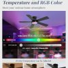 42 Inch Ceiling Fans with Lights and Remote,Outdoor Indoor Modern Flush Mount Ceiling Fan with 3CCT 6-Speed Quiet DC Motor,Small Low Profile Ceiling Fan for Bedroom Living Room OfficeBlack RGB