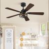 3 Pack 42 Inch Rustic Caged Ceiling Fan with Lights, Black Farmhouse Ceiling Fans for Bedroom Living Room, Double-Sided 5 Blades Rustic Ceiling Fan