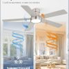 48 Inch Ceiling Fans with Lights and Remote,Outdoor Indoor Modern Flush Mount Ceiling Fan with 3CCT 6-Speed Quiet DC Motor,Small Low Profile Ceiling Fan for Bedroom Living Room Office(Nickel)