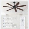 62 Inch Ceiling Fan No Light with Remote Control, Black Ceiling Fans Without Light With 6-Speeds Quiet Reversible DC Motor, Indoor/Outdoor Ceiling Fan with Dual Finish 7 Blades for Patio Living Room