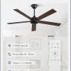 52 Inch Ceiling Fans No Light with Remote, Black Indoor/Outdoor Ceiling Fan Without Light with Quiet Reversible DC Motor, 6 Speeds, 5 Blades Modern Ceiling Fan for Living Room Bedroom Patio