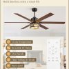 65 Inch Farmhouse Crystal Ceiling Fan with Lights and Remote, Chandelier Ceiling Fan with Quiet Reversible DC Motor, Wood Blades - Ideal for Bedroom