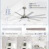72 inch Large Brushed Nickel Modern Ceiling Fans with Lights and Remote, Indoor/Outdoor Ceiling Fan with 10 Blades, 32W LED light 3 CCT, 6 Speed Reversible Quiet DC Motor, Dual Finish Blades