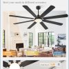 72 Inch Ceiling Fans with Lights, Black Modern Ceiling Fan with Remote,Large Farmhouse Indoor & Outdoor Ceiling Fan with 8 Dual Finish Blades, Quiet DC Motor, Bright LED Light