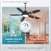 52 Inch Waterproof Outdoor Ceiling Fan with Lights and Remote,IP65 Hanging Gazebo Fan with 3CCT 6-Speed DC Motor,Black Wet Rated Plug in Ceiling Fan with Cord for Patios Porch Pergola