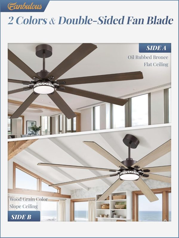 Modern Farmhouse 84 Inch Large Ceiling Fan, 6-Speed Reversible DC Industrial Ceiling Fans with Lights for Shop/Living Room/Covered Outdoor-Oil Rubbed Bronze