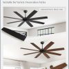 65 inch Indoor/Outdoor Ceiling Fan No LightQuiet DC Motor Fan Reversible 6-Speeds, 8 Blades Ceiling Fans with remote for Bedroom Low Profile Ceiling Fan for Living Room for Patio(Black)