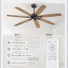 62 Inch Ceiling Fan No Light with Remote Control, Brown Ceiling Fans Without Light With 6-Speeds Quiet Reversible DC Motor, Indoor/Outdoor Ceiling Fan with Dual Finish 7 Blades for Patio Living Room