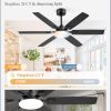 52 Inch Ceiling Fans with Lights, Indoor/Outdoor Modern Ceiling Fan with Reversible Blade And 2 Rods, Quiet DC Motor, 3CCT & 6-Speed Remote Control, Dual Finish Blade for Living Room/Bedroom