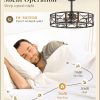 23 Inch Fandelier Caged Ceiling Fans with Lights and Remote, Black Bladeless Ceiling Fan with 6 Speeds and Timing, Farmhouse Samll Fan Lights Ceiling Fixtures For Kitchen, Bedroom-Walnut