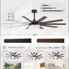 65 inch Large Ceiling Fans with Lights and Remote, Outdoor Black Ceiling Fan with 10 Blades, 32W LED Light 3 CCT, 6 Speed Reversible Quiet DC Motor, Modern Ceiling Fan for Living Room Patio