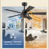 Farmhouse Caged Ceiling Fans with Lights and Remote, 42 Inch Black Bedroom Ceiling Fans for Living Room Kitchen6 Speed Reversible Quiet DC Motor, Dual Finish 5 Blades
