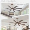 Ceiling Fans with Lights, 60 inch Large Ceiling Fan with Light and Remote, Outdoor Bronze Ceiling Fan for Living Room Patio, 6 Speeds, Reversible Quiet DC Motor, 3 CCT, Bi-Color 8 Blades