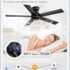 2 Pack 48 Inch Low Profile Ceiling Fan no Light, Black Ceiling Fan without lights, 6-Speeds, Quiet Reversible DC Motor, Indoor/Outdoor Ceiling Fans without Lights for Patio, Living Room, Bedroom