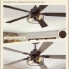 1 Pack Farmhouse 60 Inch Ceiling Fans with Lights, Industrial Caged Ceiling Fans for Bedroom Living Room, Double-Sided 5 Blades Rustic Ceiling Fan-Oil Bronze