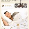 23 Inch Fandelier Caged Ceiling Fans with Lights and Remote, Black Farmhouse Ceiling Fan, Bladeless Samll Fan Lights Ceiling Fixtures for Kitchen, Bedroom-Black and Gold