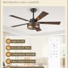 Farmhouse Caged Ceiling Fans with Lights and Remote, 48 Inch Black Bedroom Ceiling Fans for Living Room Kitchen6 Speed Reversible Quiet DC Motor, Dual Finish 5 Blades