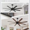 65 Inch Ceiling Fans, Black Indoor/Outdoor Ceiling Fan with Quiet Reversible DC Motor, 6 Speeds, 8 Blades Large Ceiling Fan for Living Room Bedroom Patio