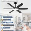 52 Inch Ceiling Fans with Lights, Indoor/Outdoor Modern Ceiling Fan with Reversible Blade And 2 Rods, Quiet DC Motor, 3CCT & 6-Speed Remote Control, Dual Finish Blade for Living Room/Bedroom