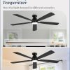 60 inch Ceiling Fans with Lights, Smart Flush Mount Ceiling Fan and Remote APP, Modern Low Profile, 3CCT 20W LED with 6-Speeds Quiet Reversible Motor for Bedroom, Living Room, Kitchen, Black
