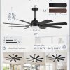62 Inch Ceiling Fans with Lights, Black Modern Ceiling Fan with Remote,Large Farmhouse Indoor & Outdoor Ceiling Fan with 8 Dual Finish Blades, Quiet DC Motor, Bright LED Light