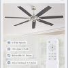 72 Inch Ceiling Fan No Light with Remote Control, Grey Ceiling Fans Without Light With 6-Speeds Quiet Reversible DC Motor, Indoor/Outdoor Ceiling Fan with Dual Finish 7 Blades for Patio Living Room