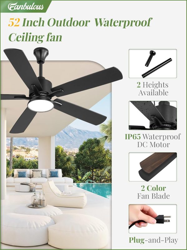Outdoor Ceiling Fans with Light for Patios Black