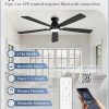 60 inch Ceiling Fans with Lights, Smart Flush Mount Ceiling Fan and Remote APP, Modern Low Profile, 3CCT 20W LED with 6-Speeds Quiet Reversible Motor for Bedroom, Living Room, Kitchen, Black