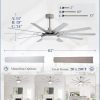 65 inch Large Brushed Nickel Modern Ceiling Fans with Lights and Remote, Indoor/Outdoor Ceiling Fan with 10 Blades, 32W LED light 3 CCT, 6 Speed Reversible Quiet DC Motor, Dual Finish Blades