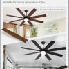 65 Inch Ceiling Fans with Lights and Remote, Farmhouse Large Ceiling Fans, Black&Brown Modern Ceiling Fan with LED Light, Quiet DC Motor for Living Room, Bedroom, Kitchen, Indoor