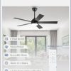 48 Inch Ceiling Fan with Light and Remote, Black Ceiling Fans with Light, 5 Dual-Color Blades, Reversible Quiet DC Motor, 6 Speeds, 3CCT Adjustable LED for Bedroom Living Room Kitchen Patio